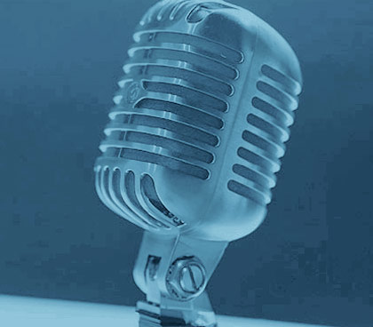 Blue photo of radio microphone