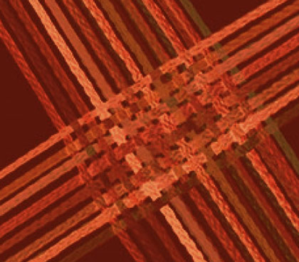 Photo of woven threads with red overlay